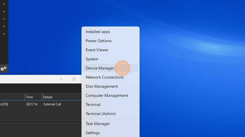Screenshot of: Click "Device Manager"
