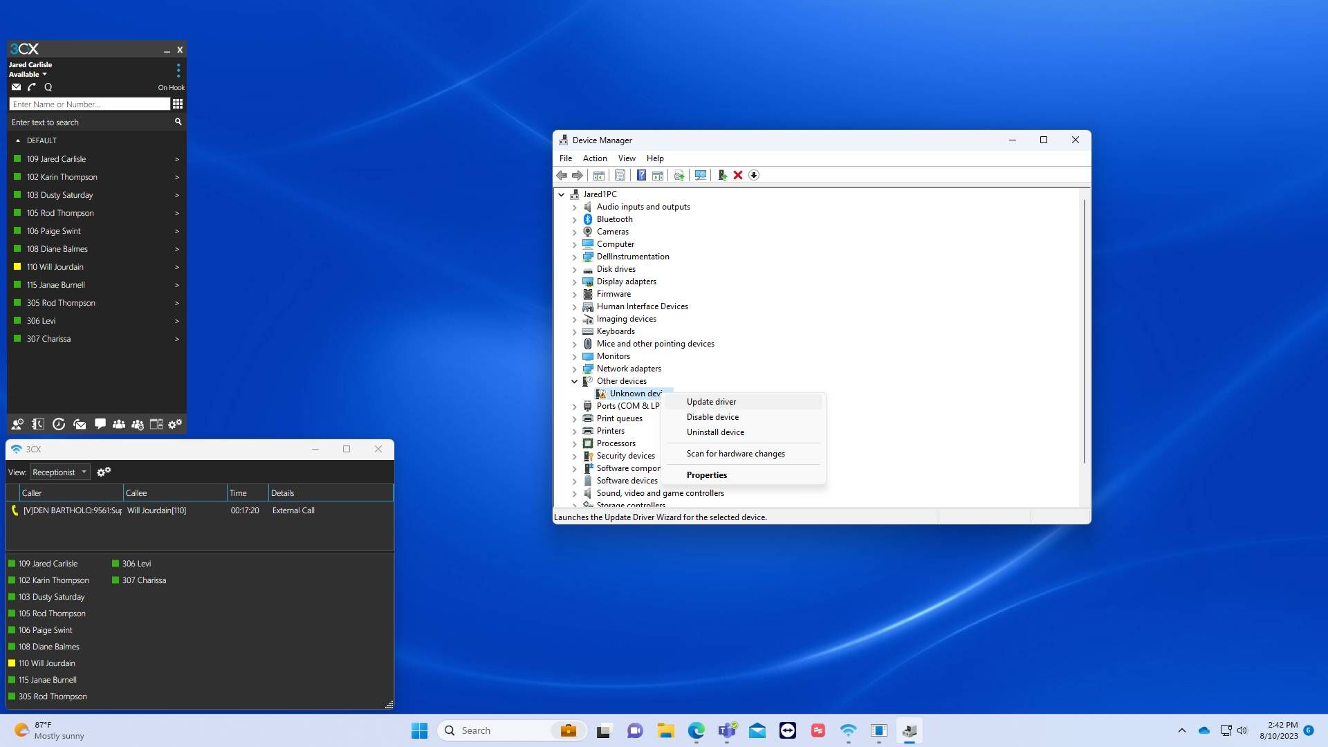 Screenshot of: Click "Update driver"