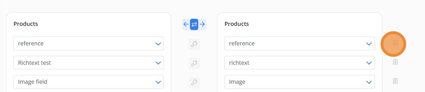 Screenshot of: Delete any fields that you don't want to sync. If the field you want to sync is not displayed, add it using "Add field" button.