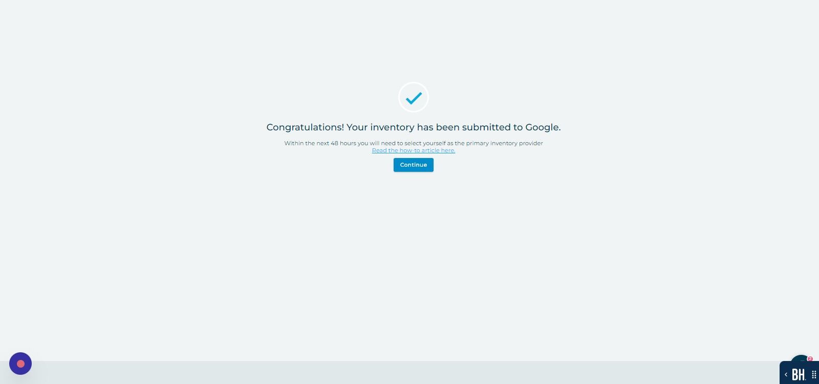 Screenshot of: Click "Continue"