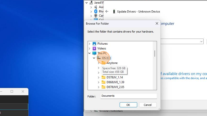Screenshot of: Click OS (C:) or choose the drive you installed your software on if the default option was not chosen when the software was installed.