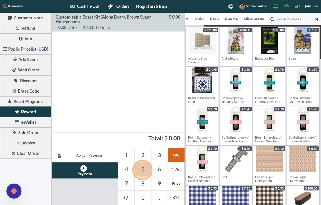 Screenshot of: Set the amount that you will "create" or add back to inventory.