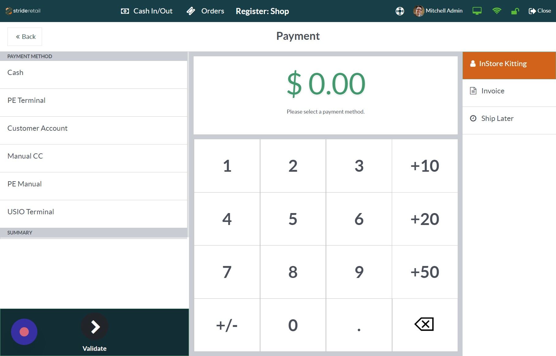 Screenshot of: Click "Validate"