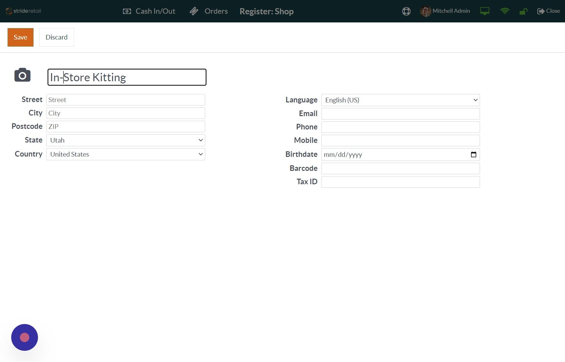 Screenshot of: Click the "Name" field.