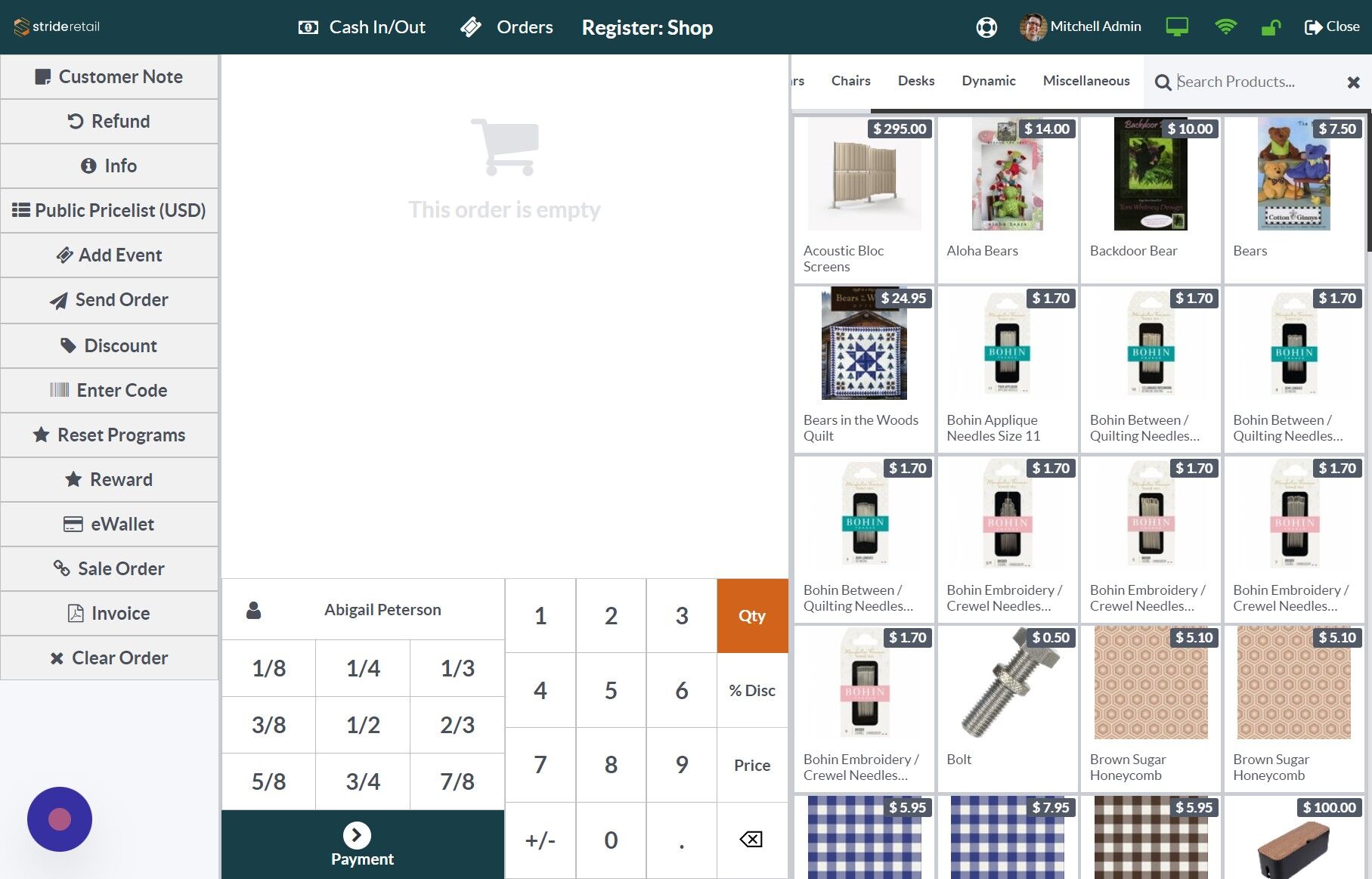 Screenshot of: In this tutorial we are going to decrement inventory to create a product.  In order to do this we need to know which "product" we are adding inventory for and which products we will consume in order to add the inventory.

For this example I have already created a "kit" called "Aloha Bears".  So, I will search for it here.