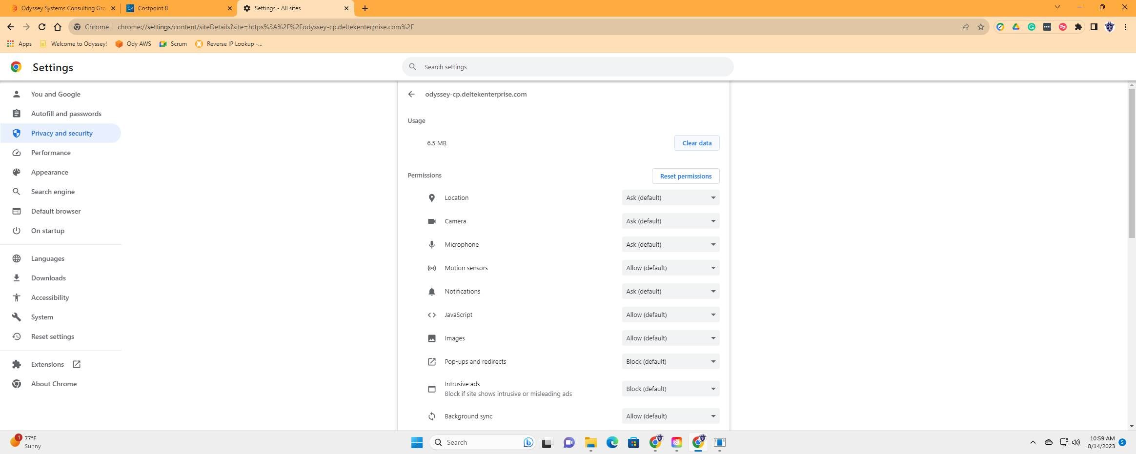 Screenshot of: Click "Clear Data"