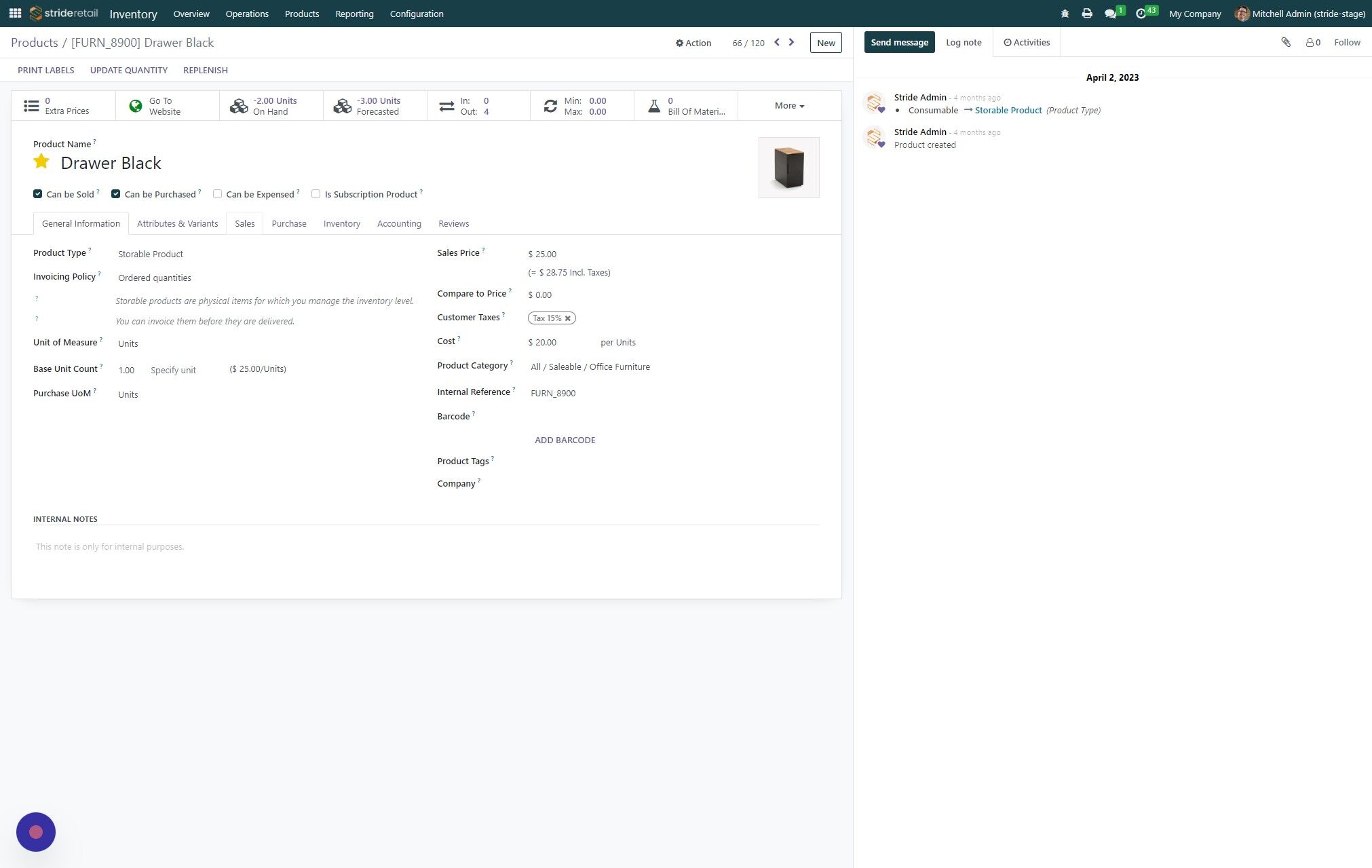 Screenshot of: Click "Sales"