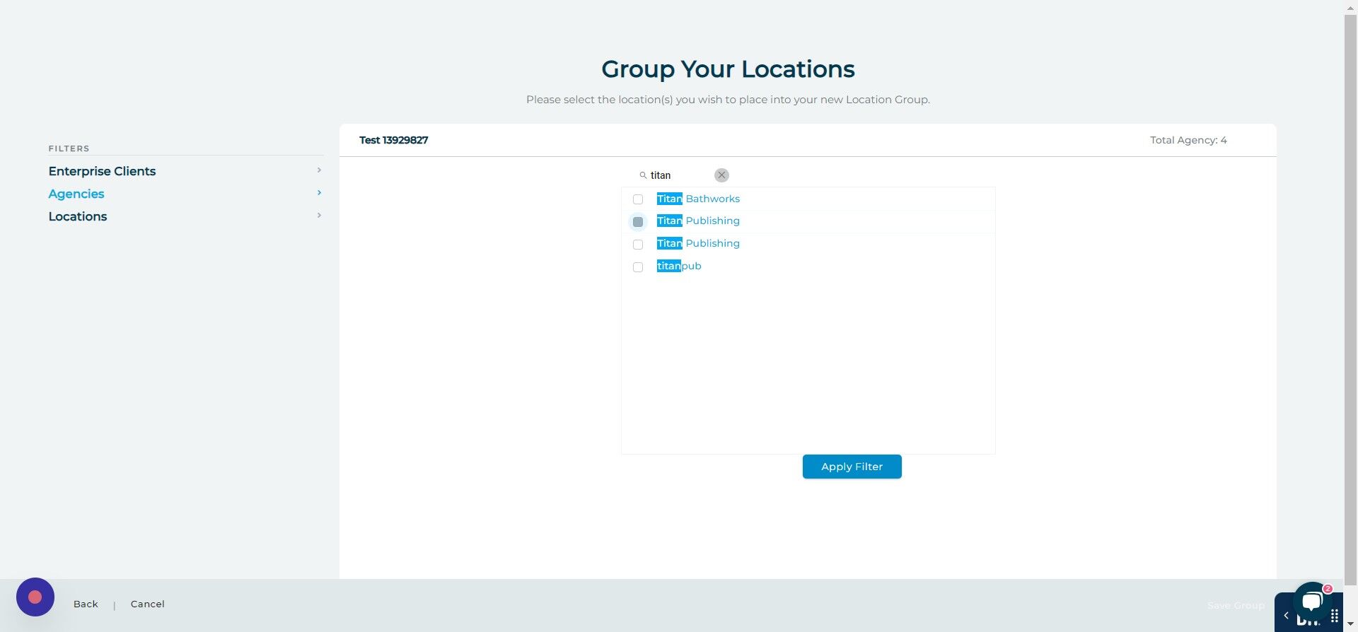 Screenshot of: Click "Apply Filter"
