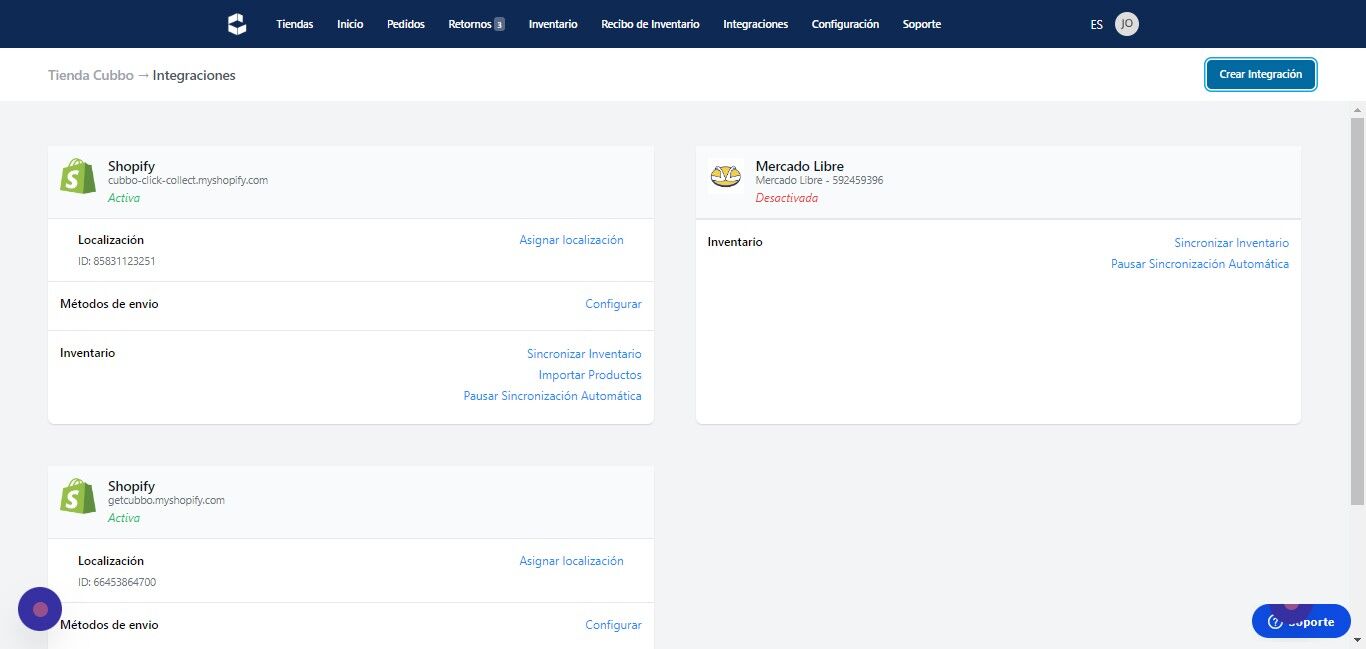 Screenshot of: Click "Crear Integración"