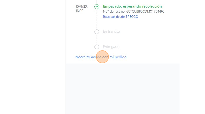 Screenshot of: Click "Necesito ayuda con mi pedido"