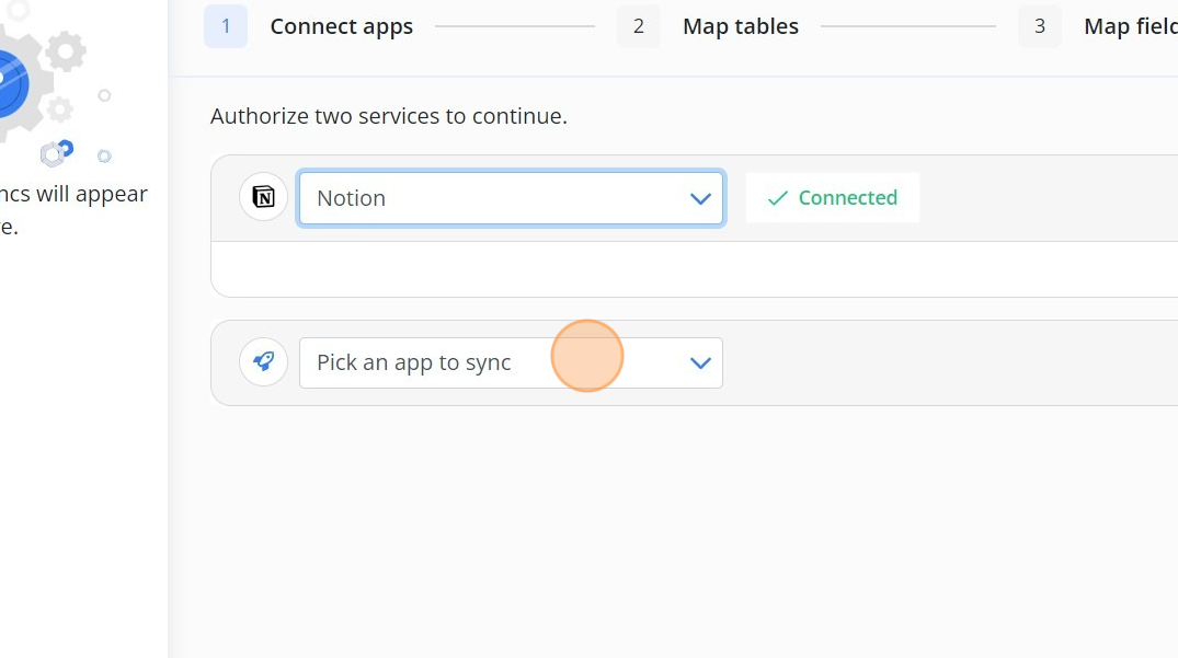 Screenshot of: Pick the app that you want to sync with Notion.