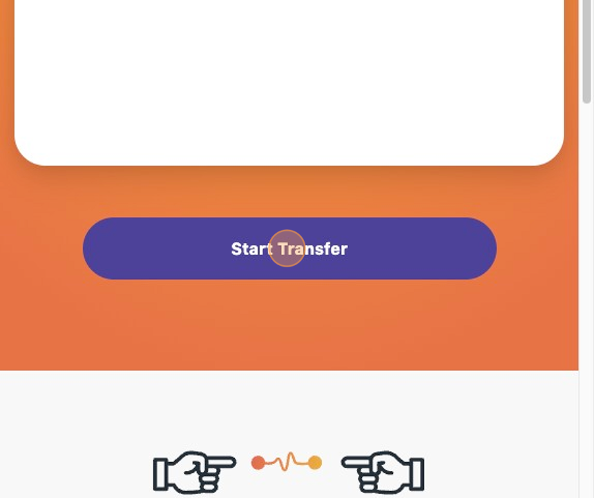 Screenshot of: Click "Start Transfer"
