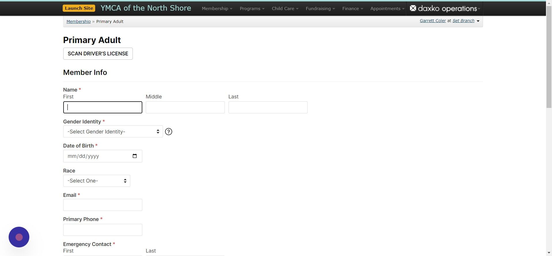 Screenshot of: Fill in all member information and double check capitalization and spelling.
