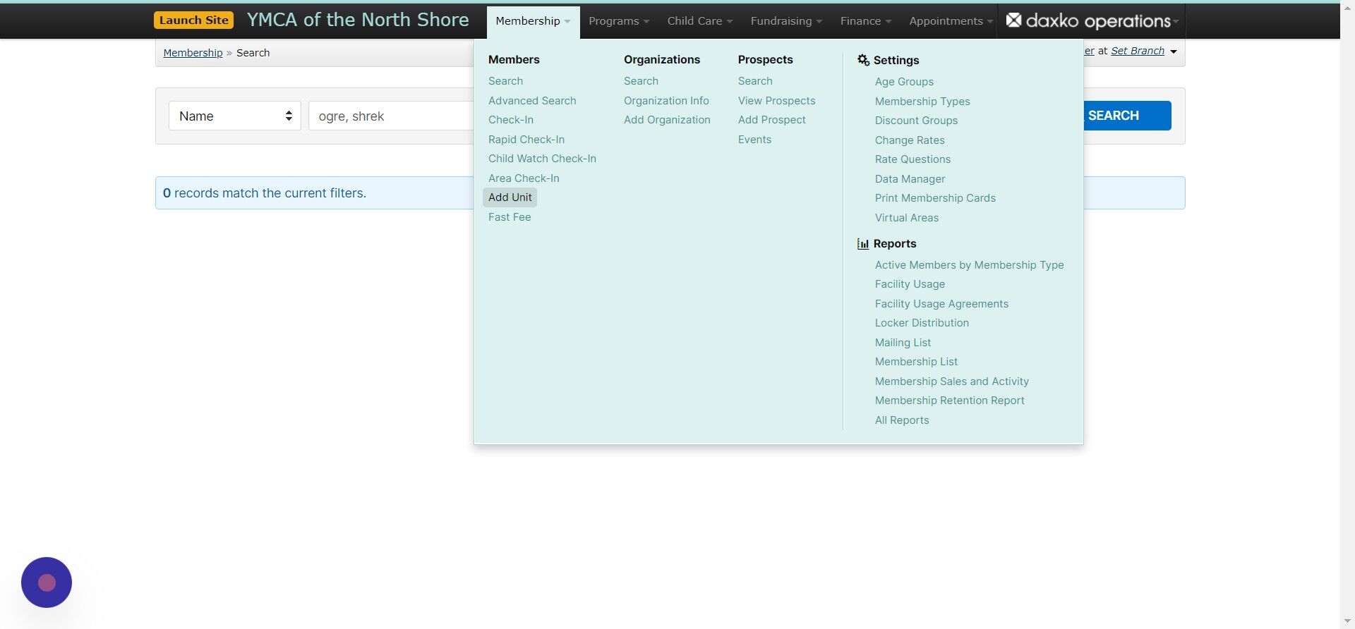 Screenshot of: Scroll to the membership tab and select on 