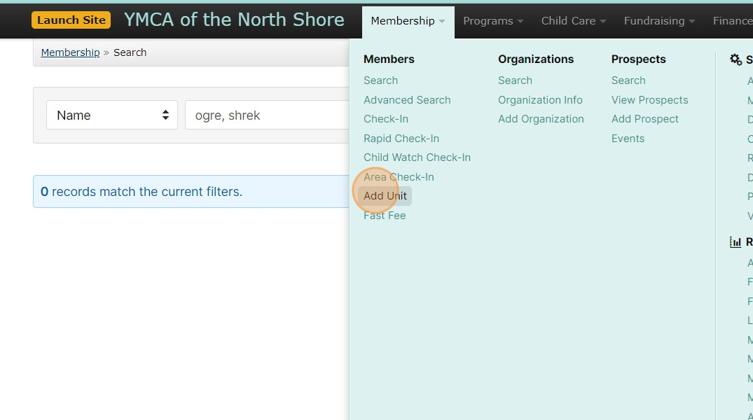 Screenshot of: Scroll to the membership tab and select on 