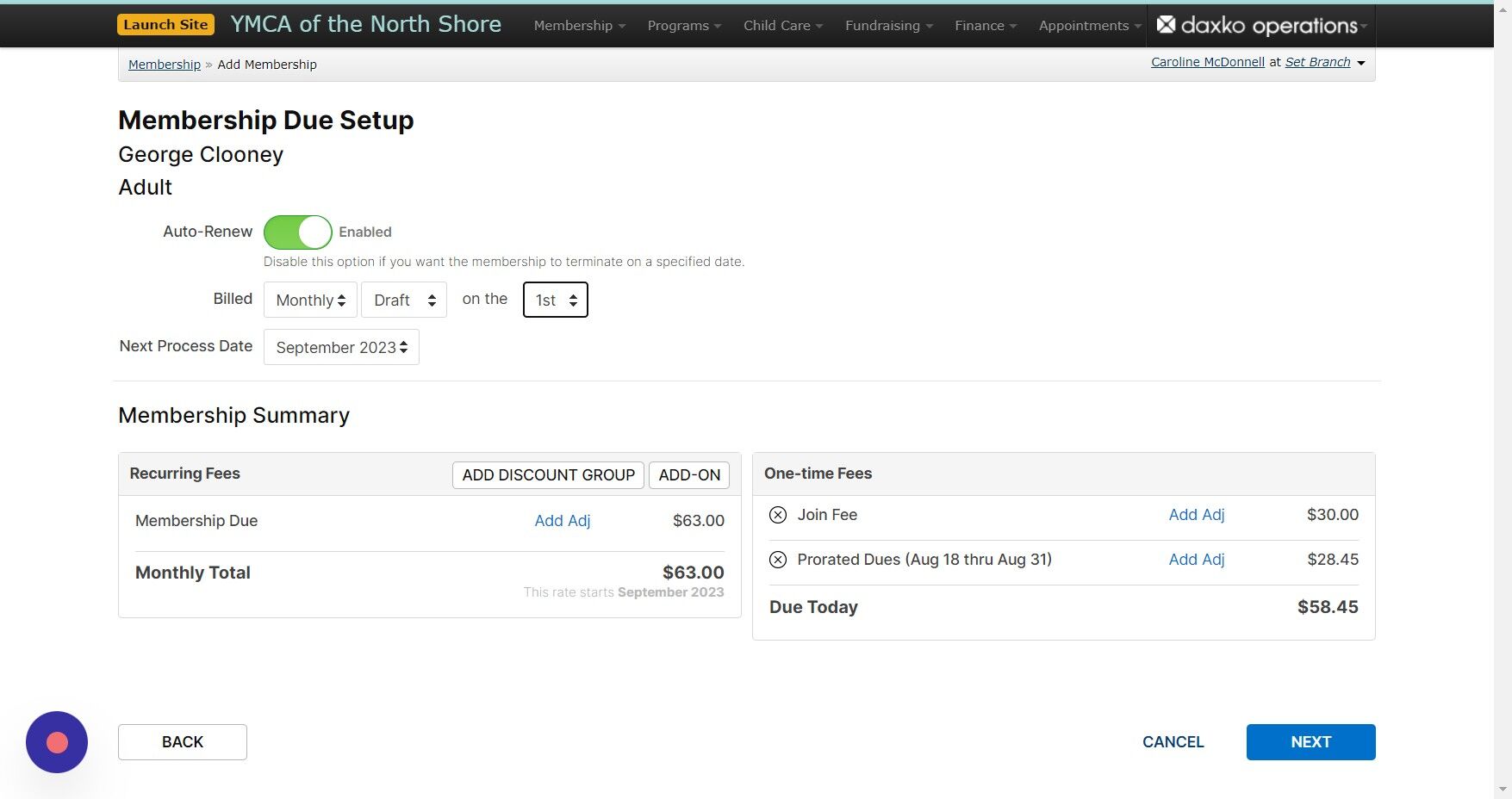 Screenshot of: Select a draft date of the 1st or the 15th. Do NOT edit any other fields, including Auto-Renew, Monthly, and Next Process Date.