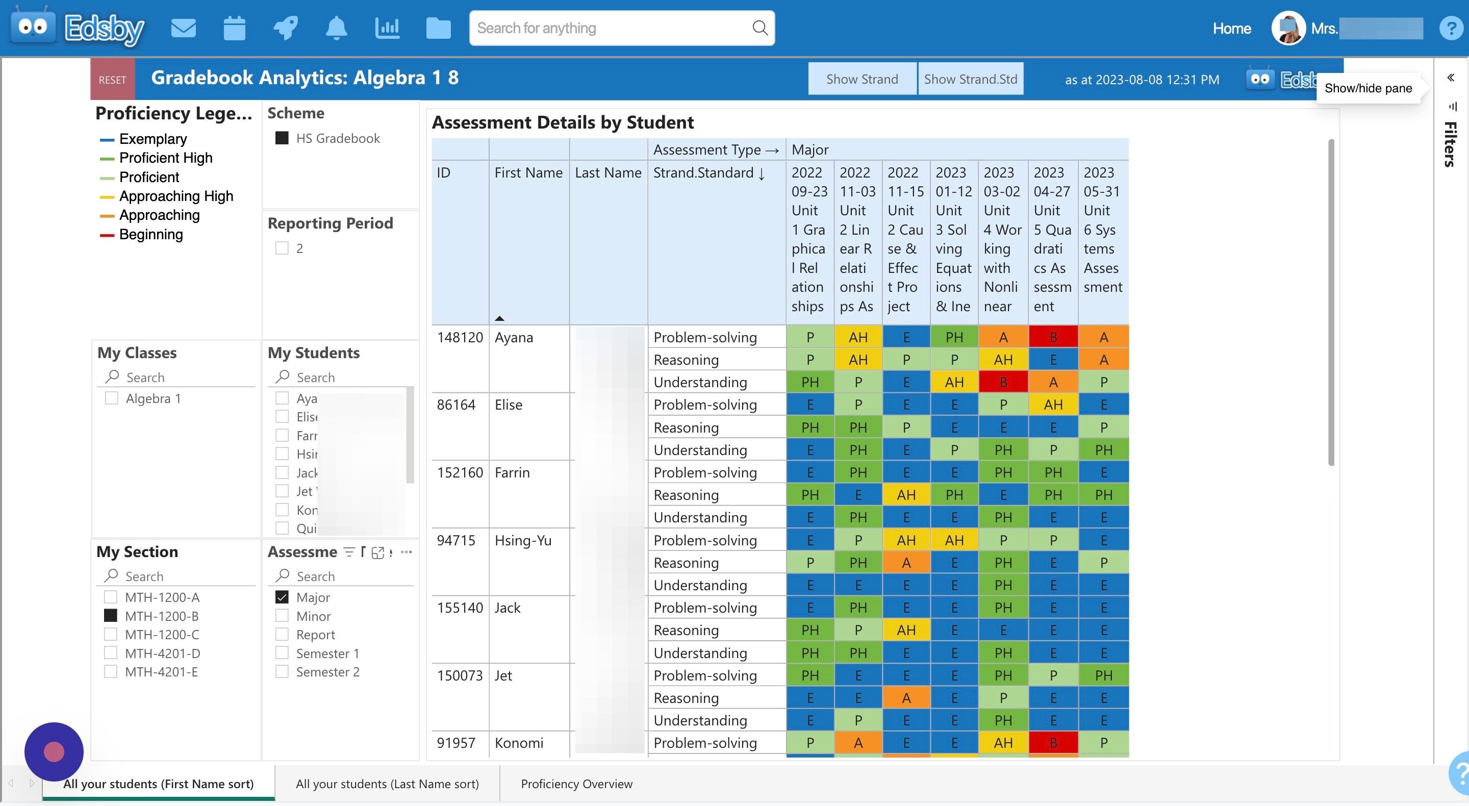 Screenshot of: Filters allows you to narrow the data down further