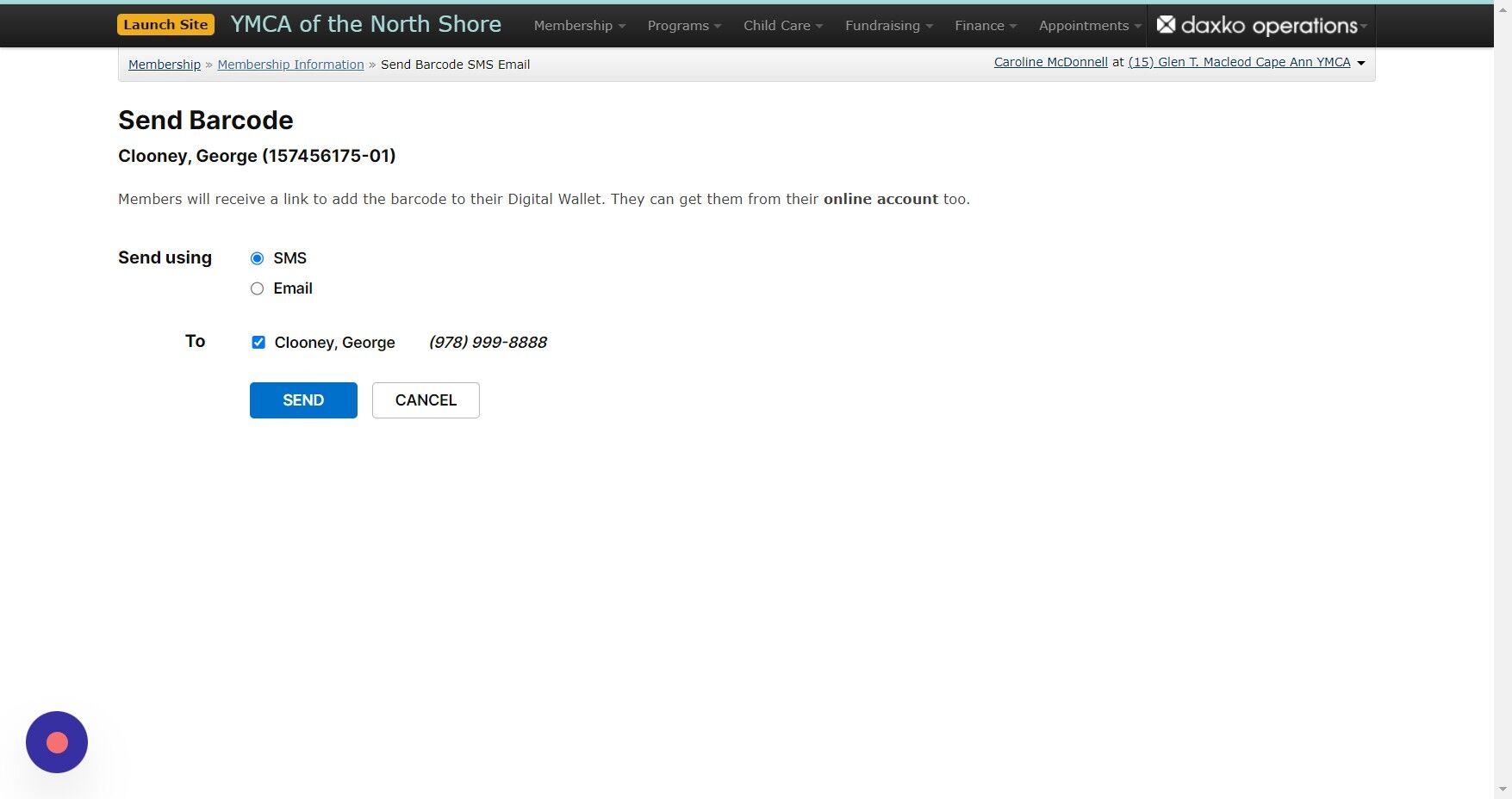 Screenshot of: Once sent, use the breadcrumb links to nagivate back to 