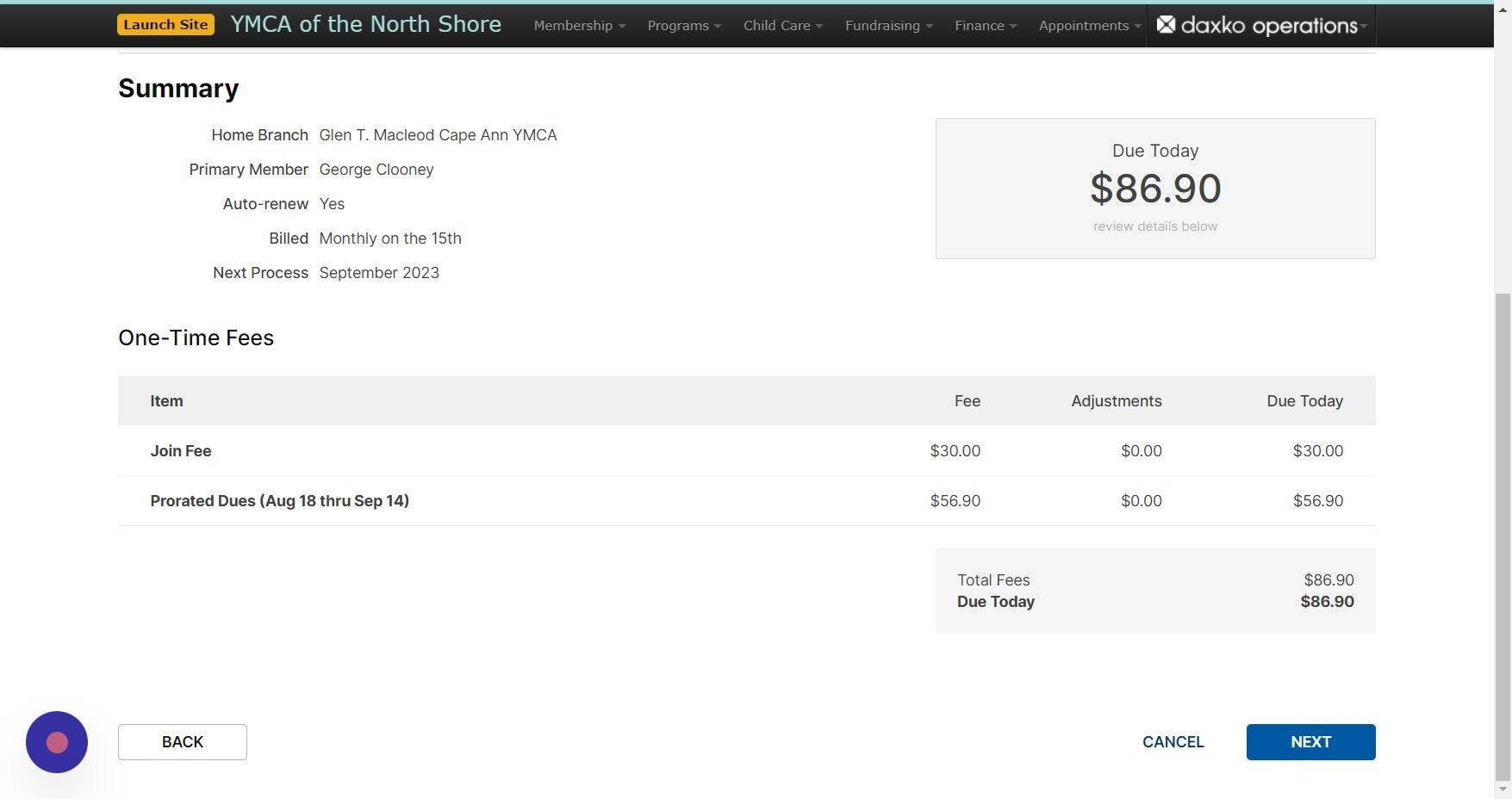 Screenshot of: Review final summary of payments due today.  Click 