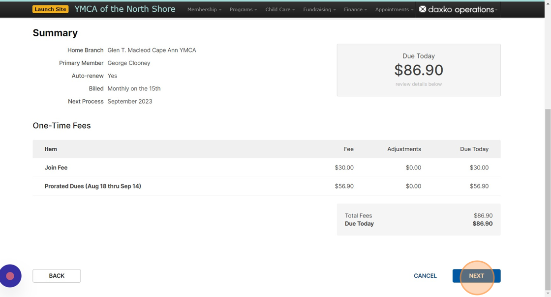 Screenshot of: Review final summary of payments due today.  Click 