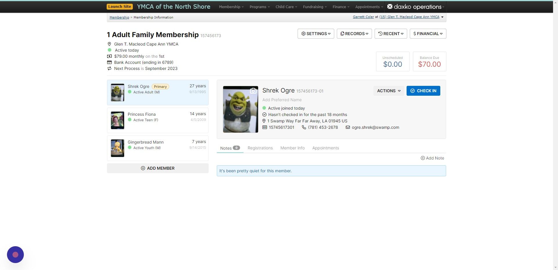 Screenshot of: Navigate to the Membership Information page and Process payment as usual (SOP P2)