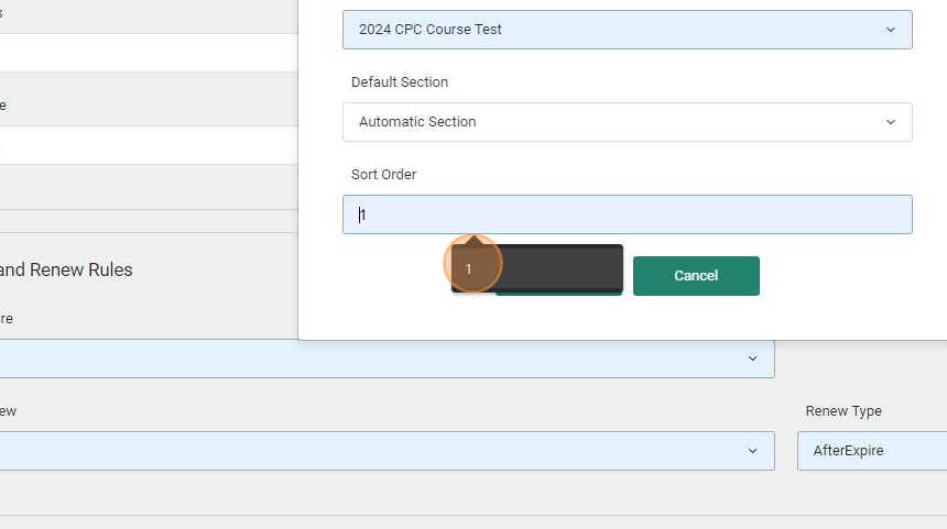 Screenshot of: The Sort Order field indicates the order of the courses in the learning path.