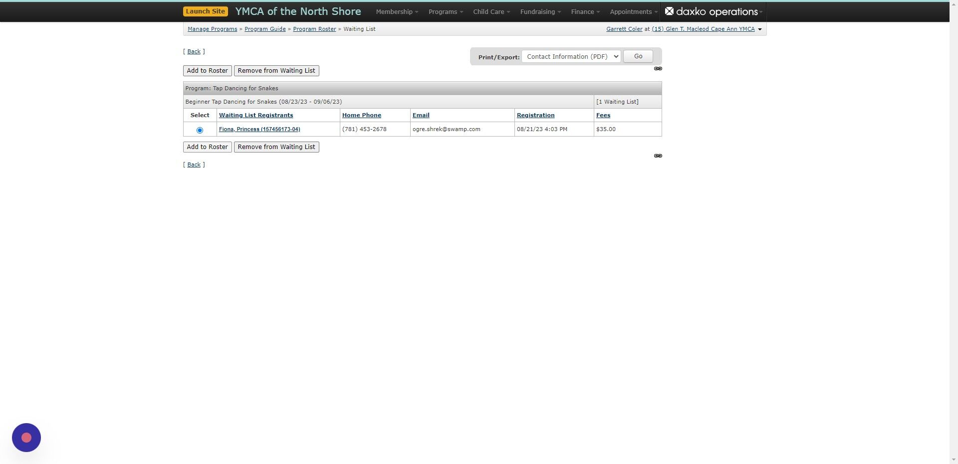 Screenshot of: Add them to the roster, you may need to select override if you are still over the cap.