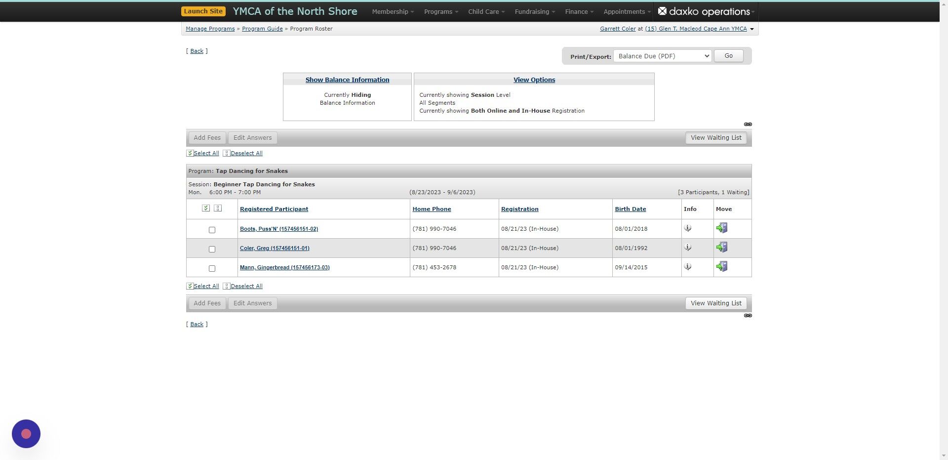 Screenshot of: Select View Waitlist (If there is one available)