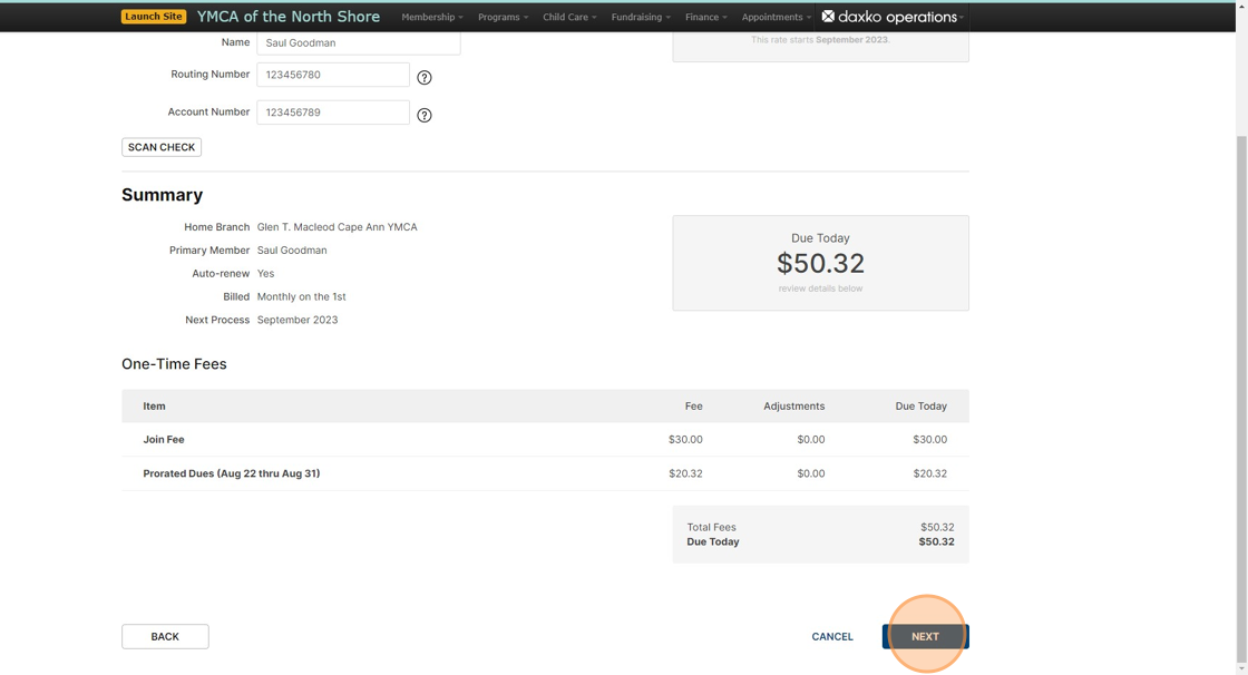 Screenshot of: Once payment information is entered scroll to the bottom and select 