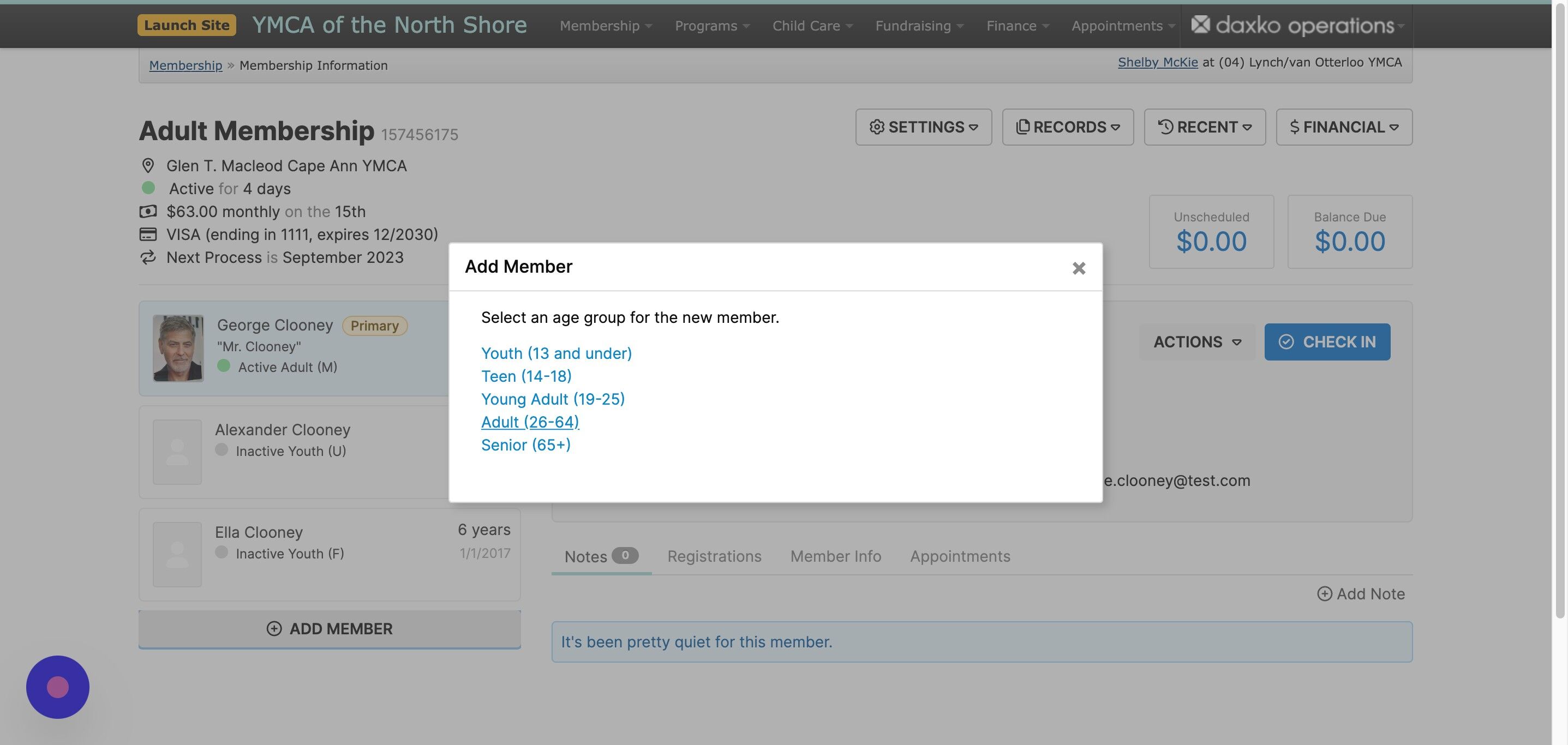 Screenshot of: Select the age group for the new member.