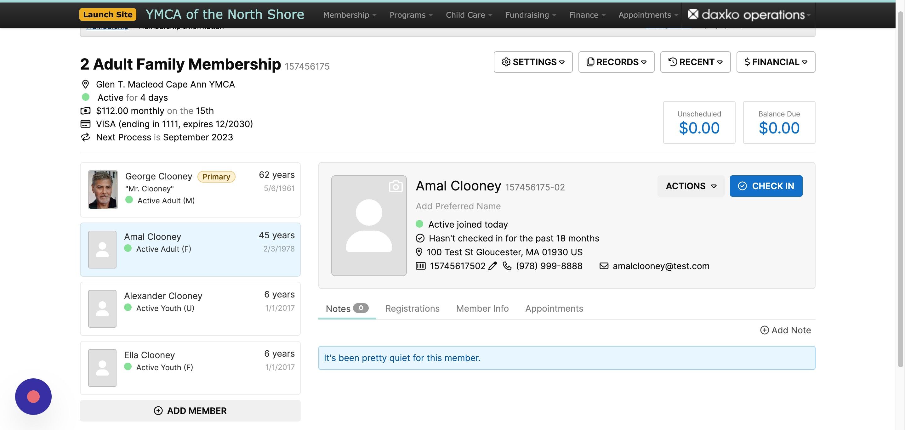 Screenshot of: To issue a new scan card, click on the barcode number under the member's address.