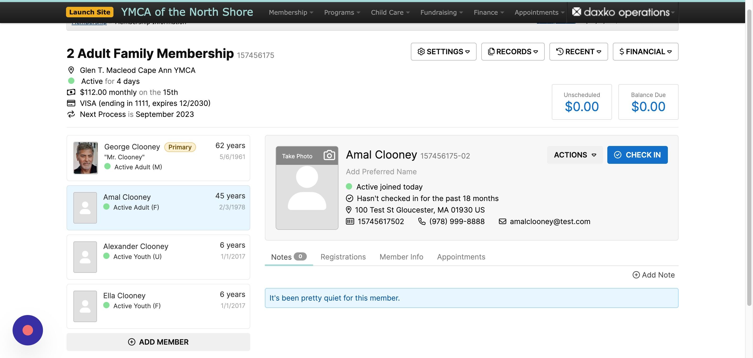 Screenshot of: Click on the photo icon on the member's profile and follow the steps to use the camera and take a photo.