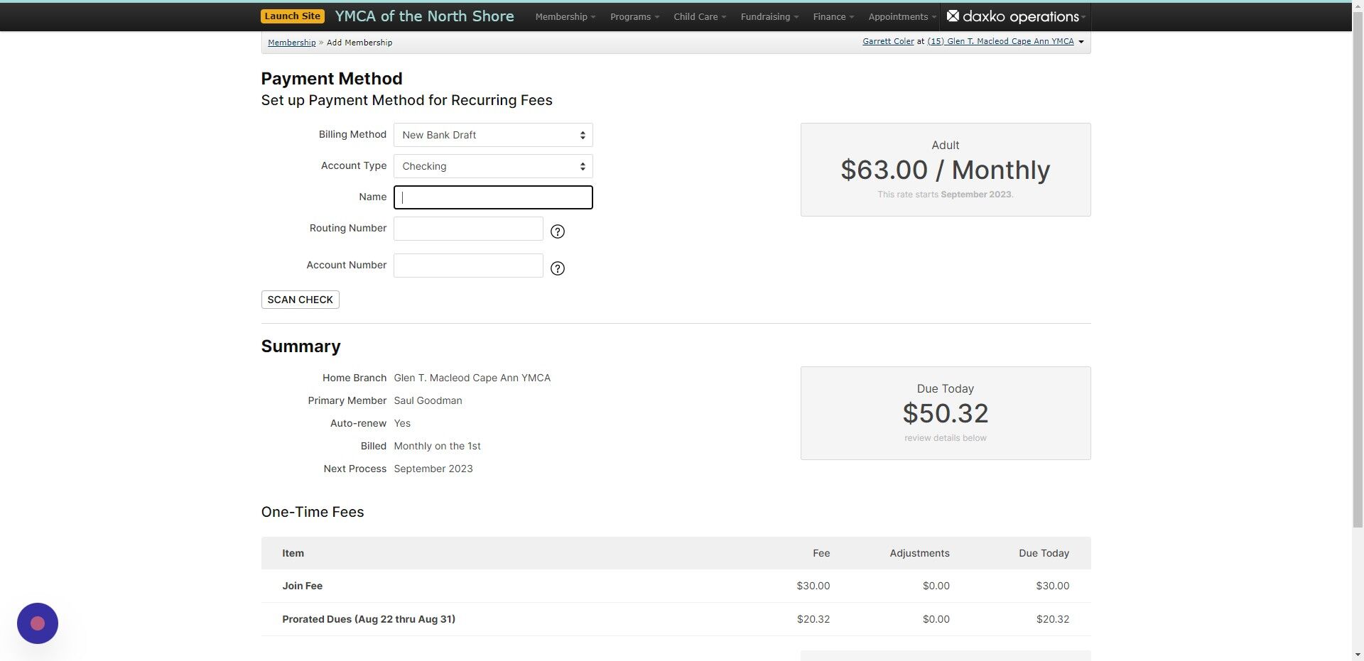 Screenshot of: FIll in all information required for the payment method