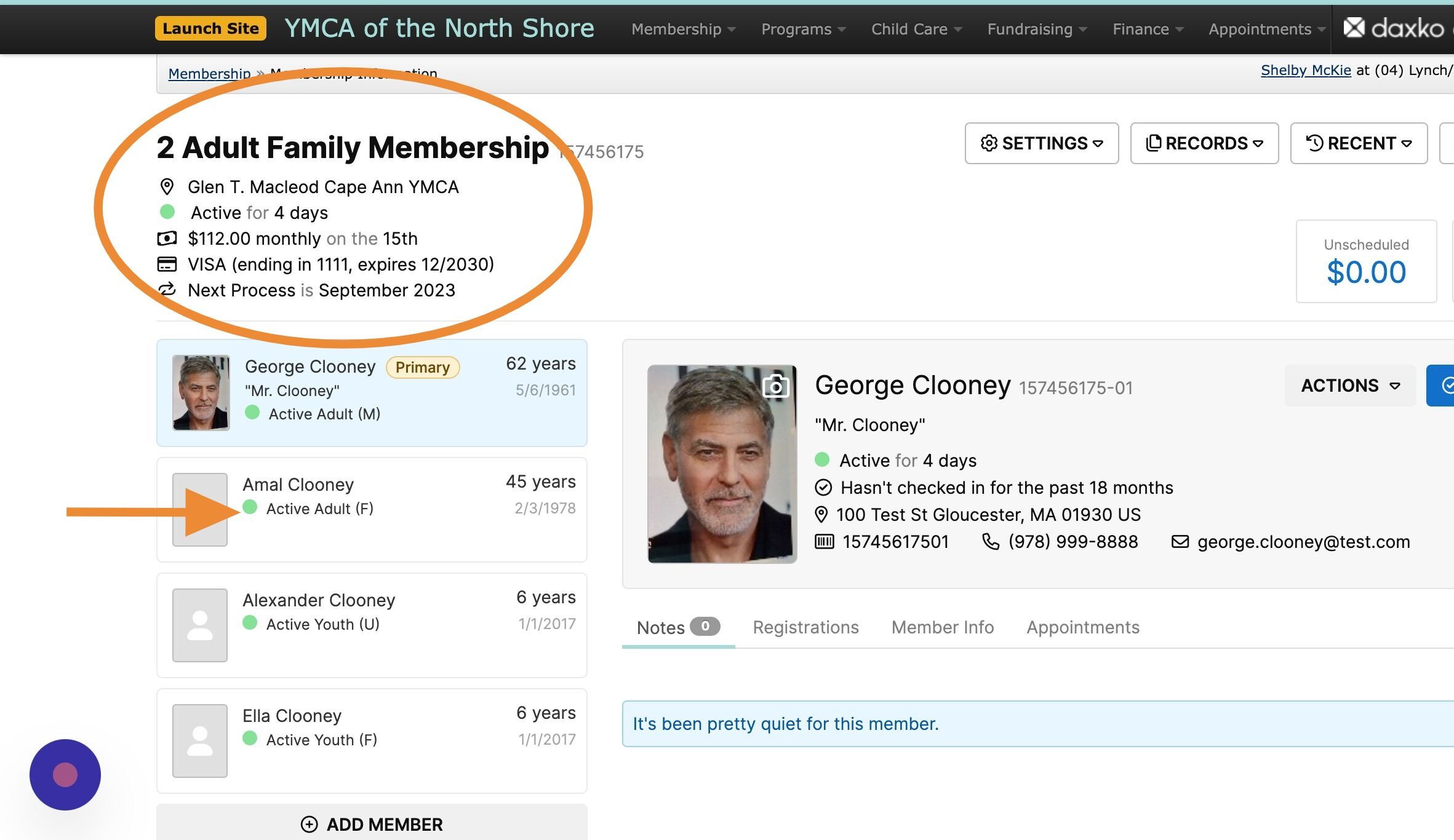 Screenshot of: From the Membership Information page, you can see the current Membership Type and Rate, as well as the Active Units on the Membership.