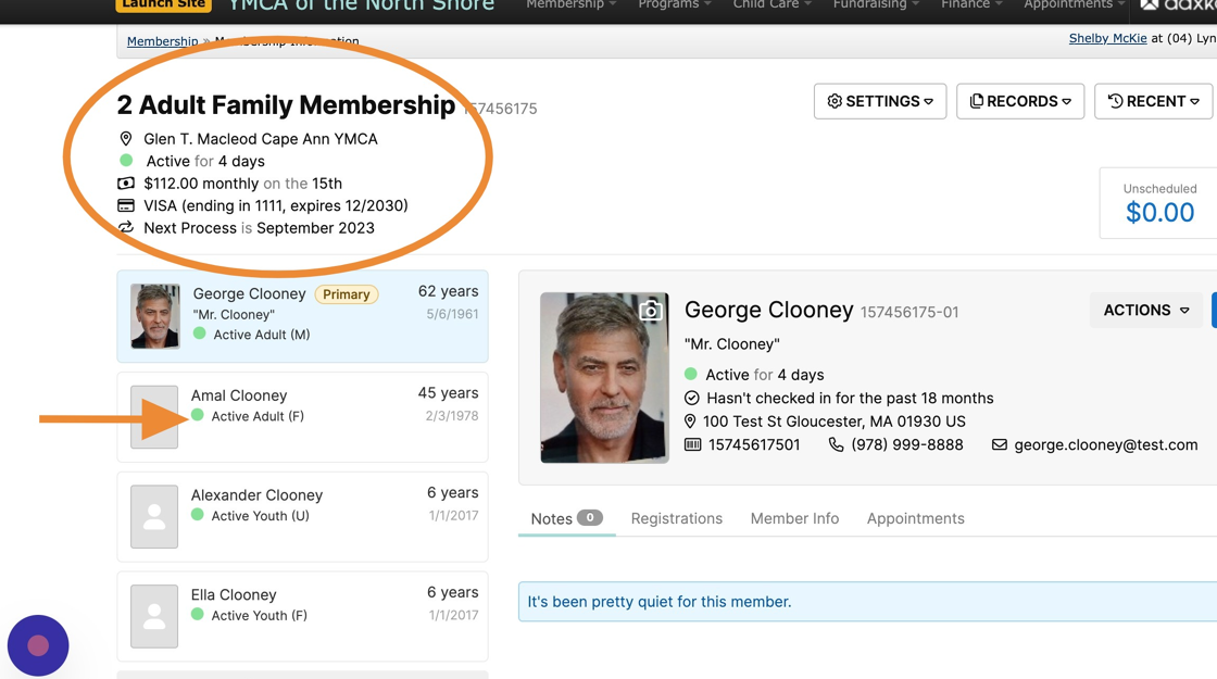 Screenshot of: From the Membership Information page, you can see the current Membership Type and Rate, as well as the Active Units on the Membership.