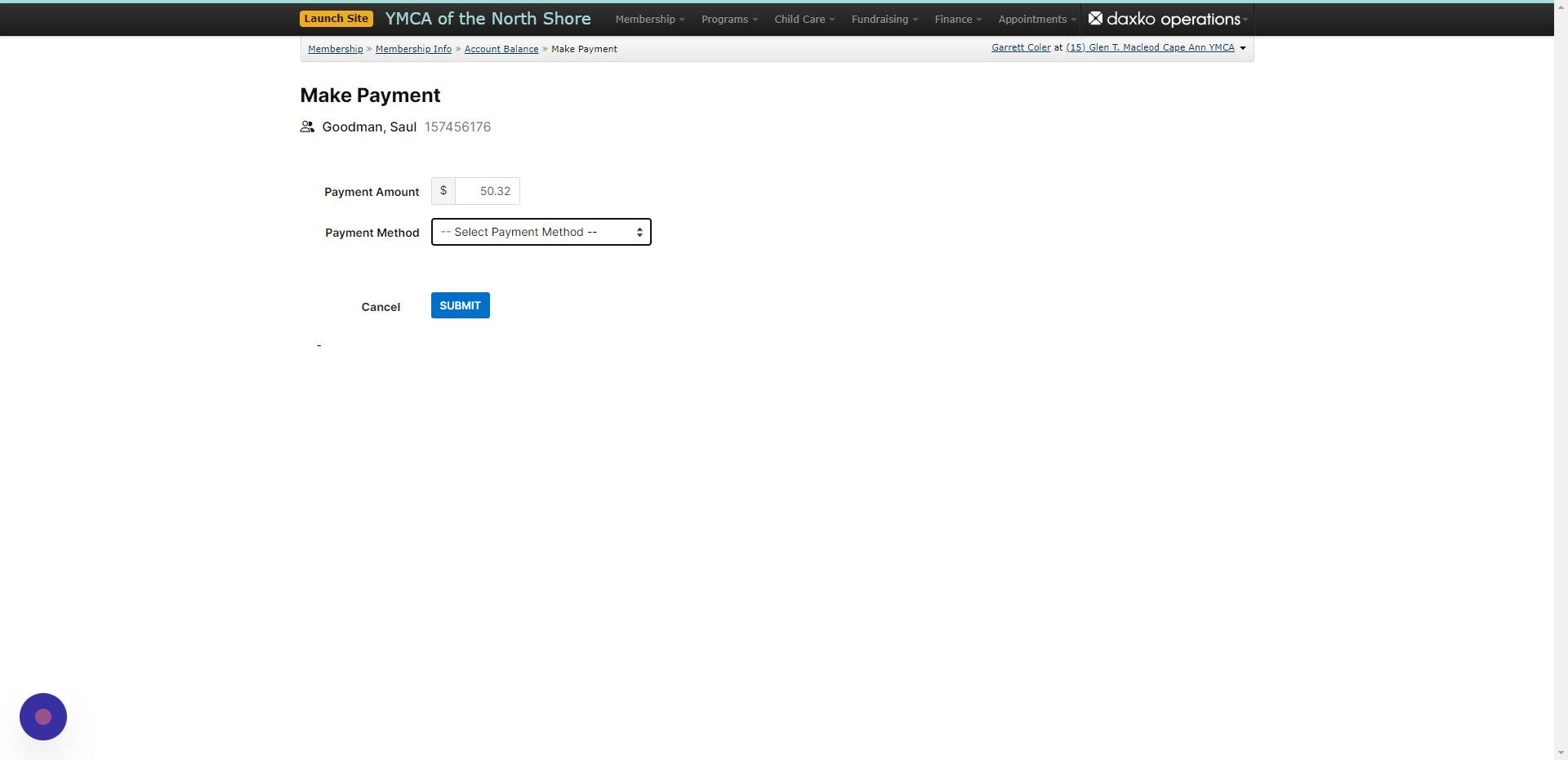 Screenshot of: Choose the payment method that you entered earlier 
