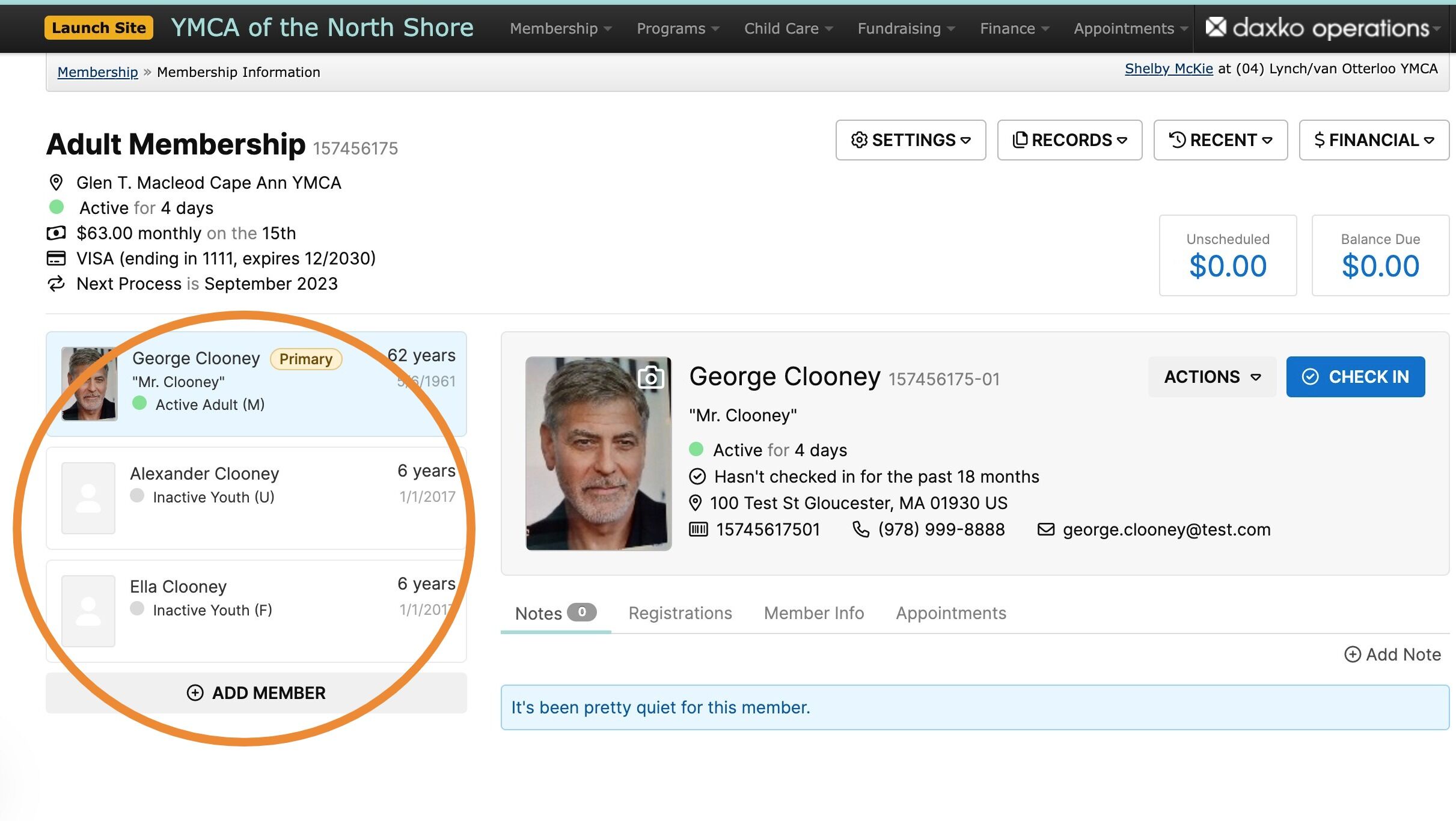Screenshot of: On the left of the page, check to see if the members being added are listed on the account.