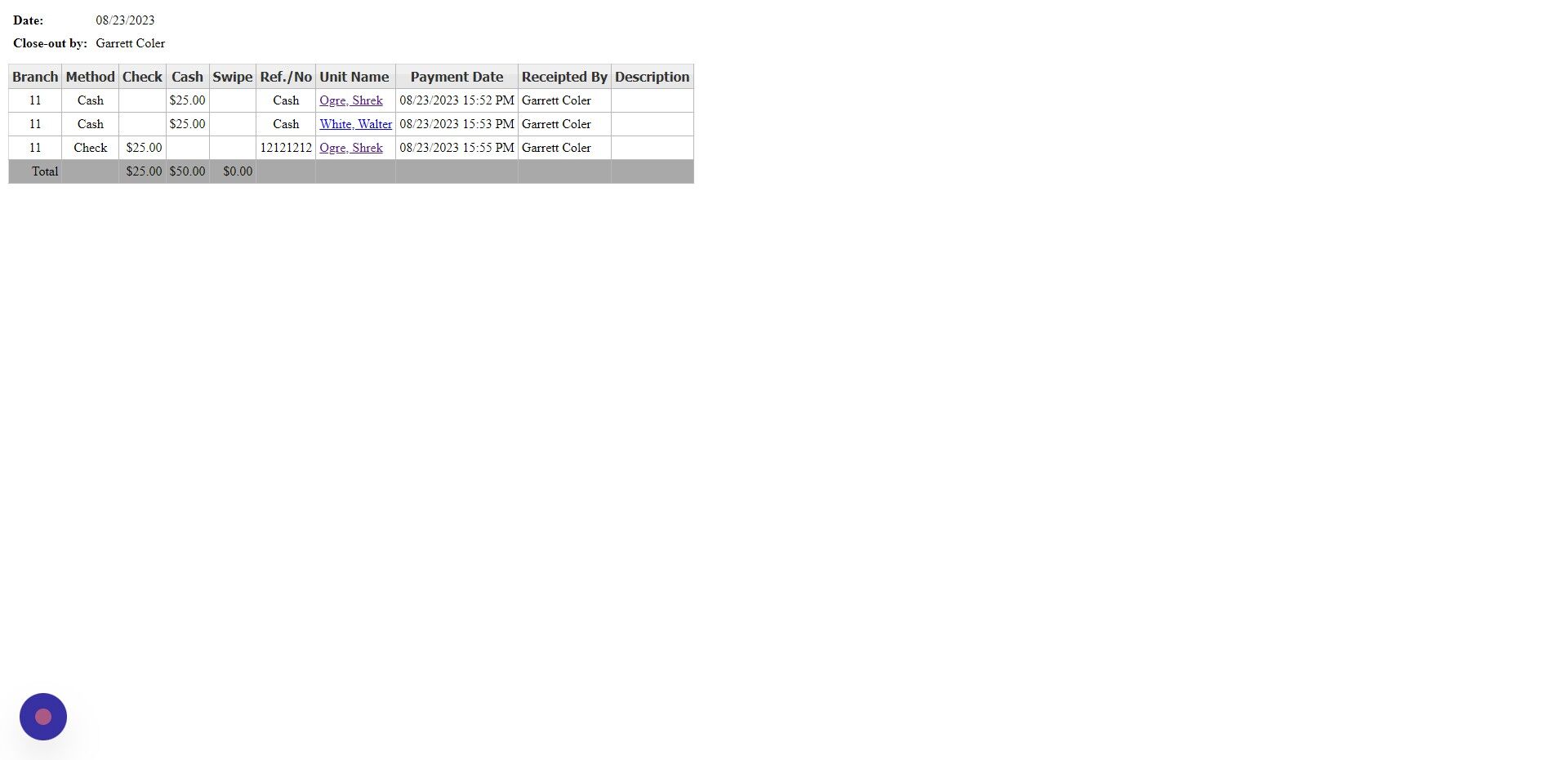 Screenshot of: For any variance write an explanation on the printed receipt, Sign and date it; and include this with the cash and checks in the envelope you place in the safe.