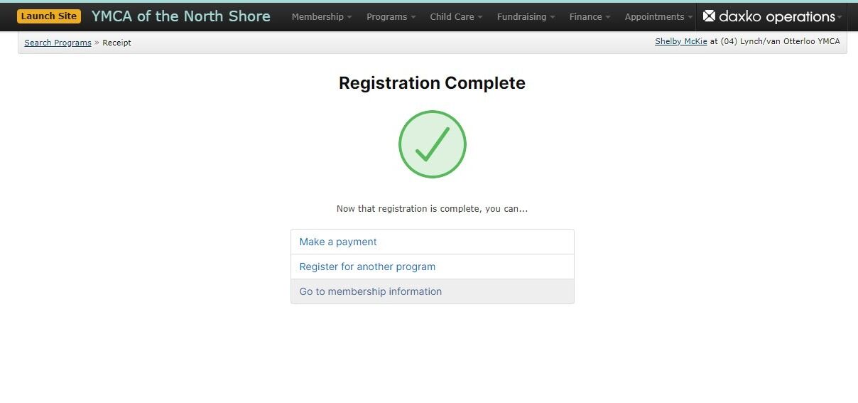 Screenshot of: Since there is no payment associated with the Member Guest Visit, click 