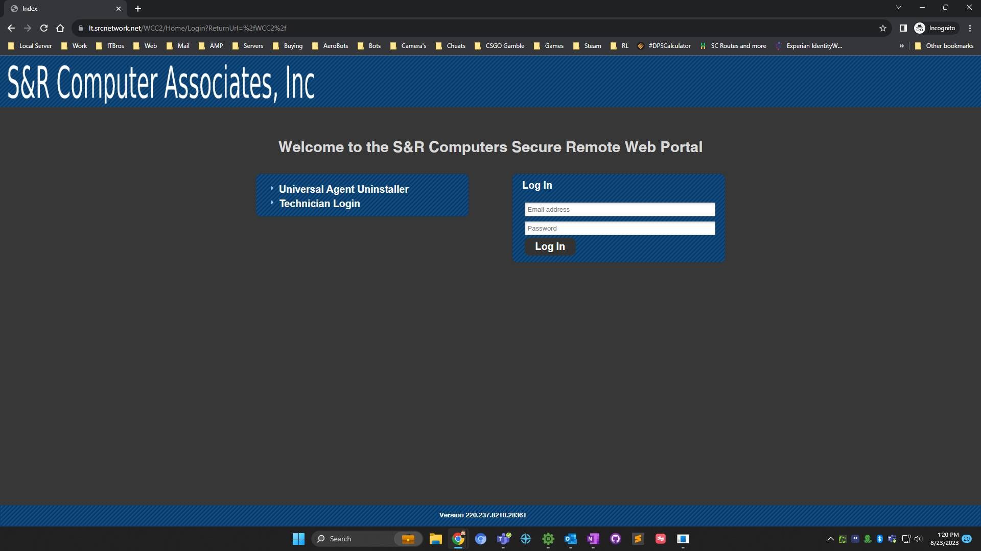 Screenshot of: Click "Email address" Under Log in