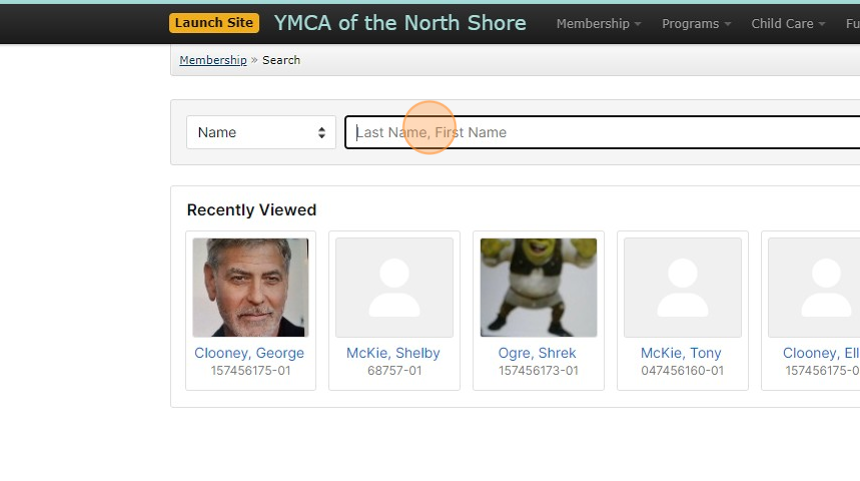 Screenshot of: Search for and click on the Member wishing to terminate their membership.