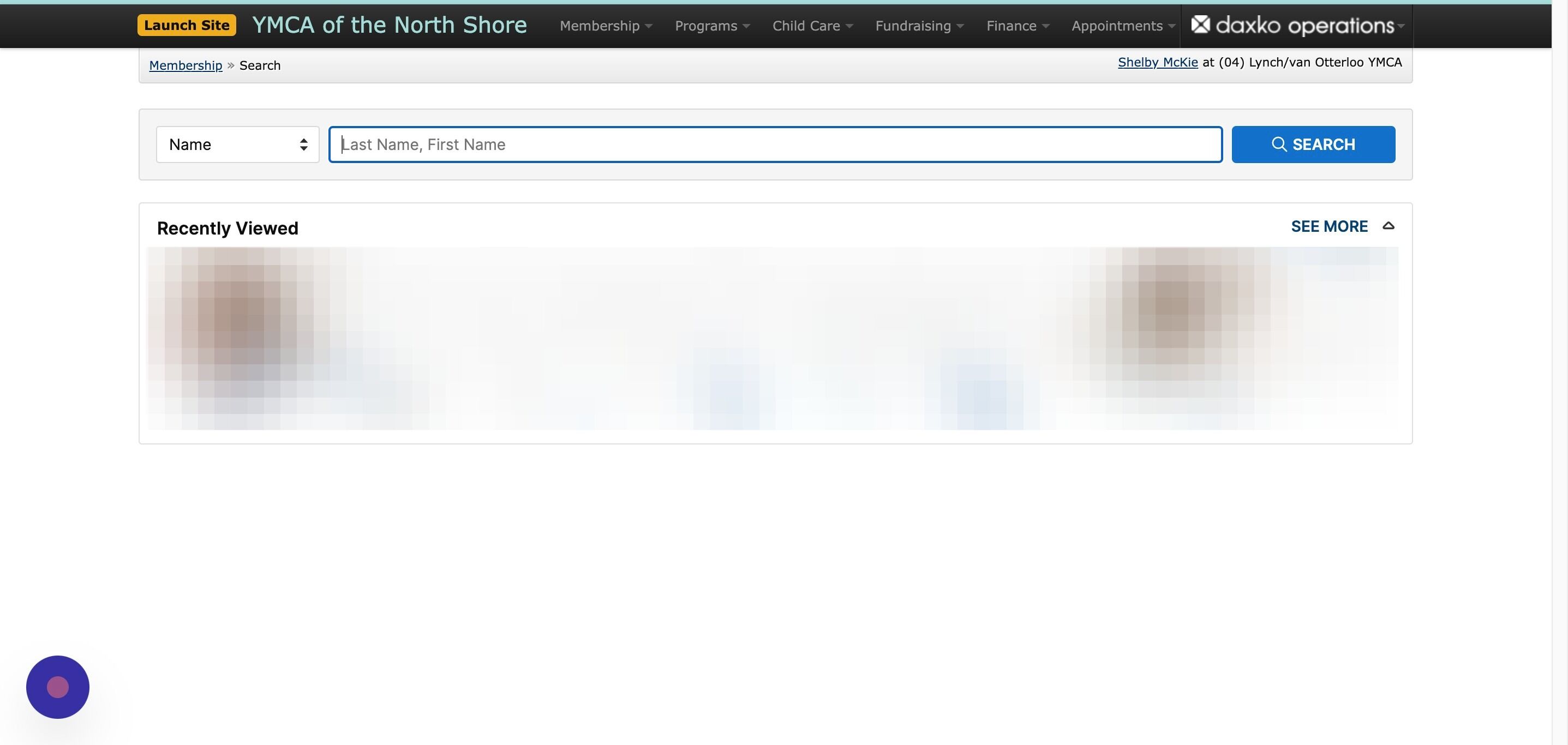 Screenshot of: Pull up the Member's Information page by searching for their Last, First Name and clicking on the Member.
