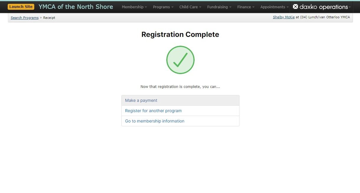 Screenshot of: The customer is now registered for the Guest Pass, now we need to collect their payment. Click on the 