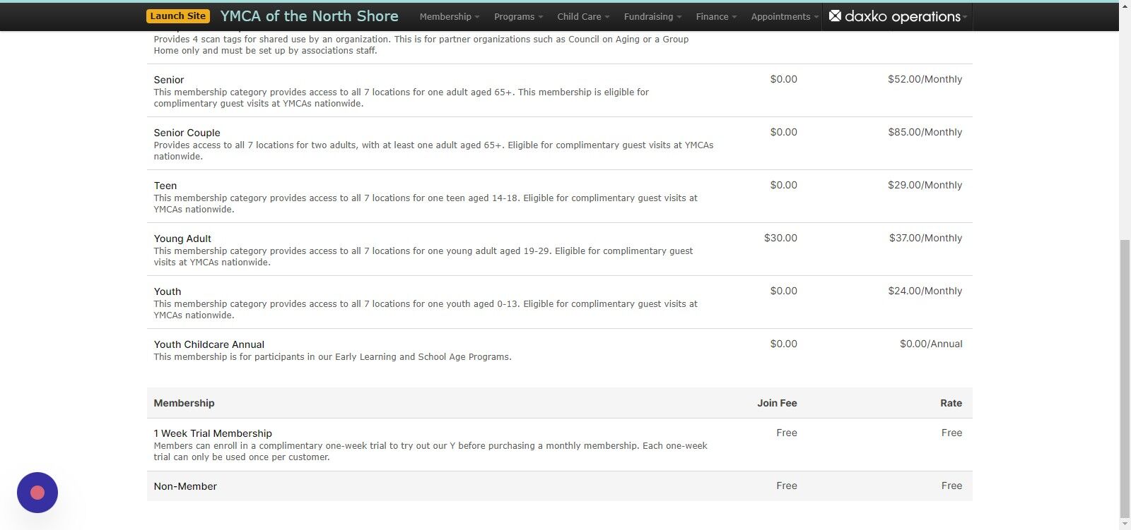 Screenshot of: For customers looking to purchase a day pass, we will set them up as a Non-Member in the system.