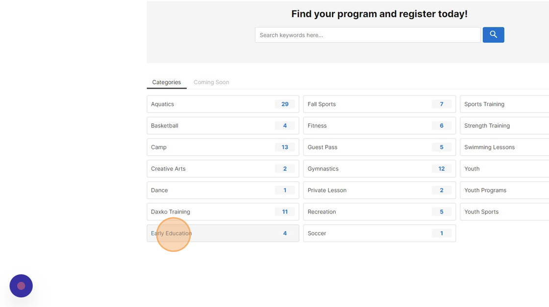 Screenshot of: Click the tag you are looking for or search the program in the 