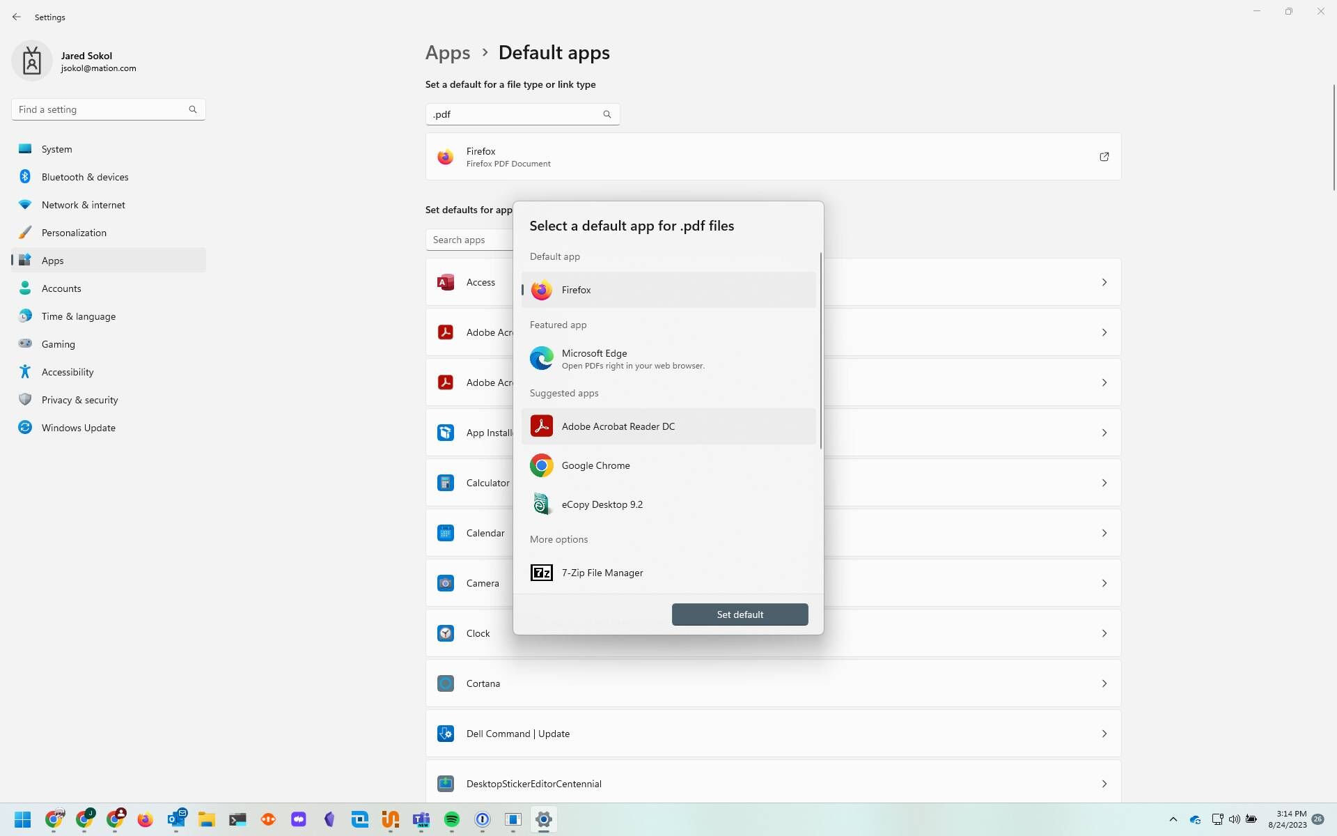 Screenshot of: Click "Adobe Acrobat Reader DC"