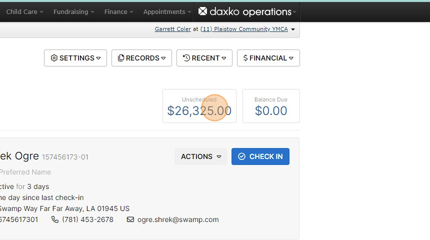 Screenshot of: Click on the unscheduled payments tab