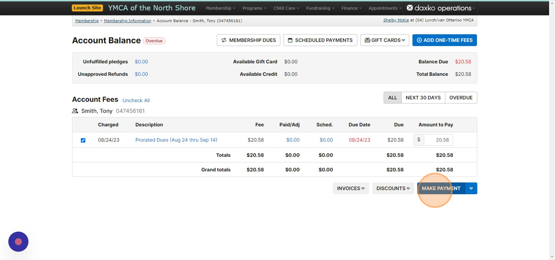 Screenshot of: Review the charges and click on 