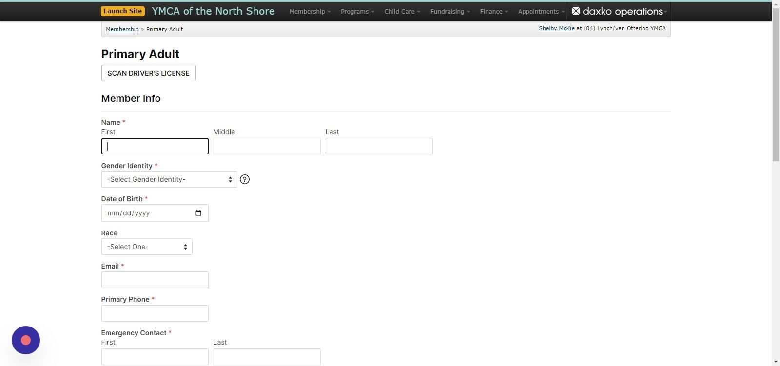 Screenshot of: Enter the information for the Adult FIRST as they are going to be the primary contact for this member. Use M2. Entry of a Facility Member to complete the account set up.