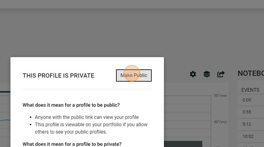 Screenshot of: To make a private profile public Click "Make Public"